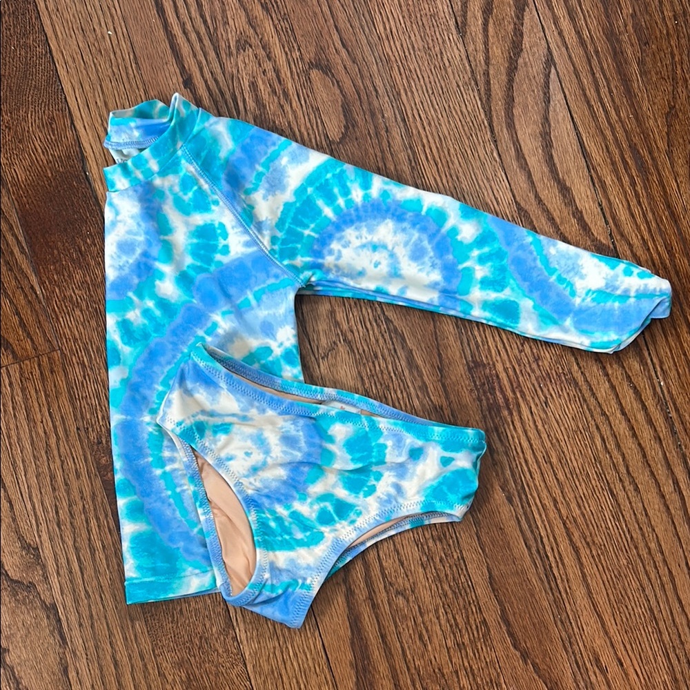 Crewcuts Tie-Dye Blue Rash Guard 3T